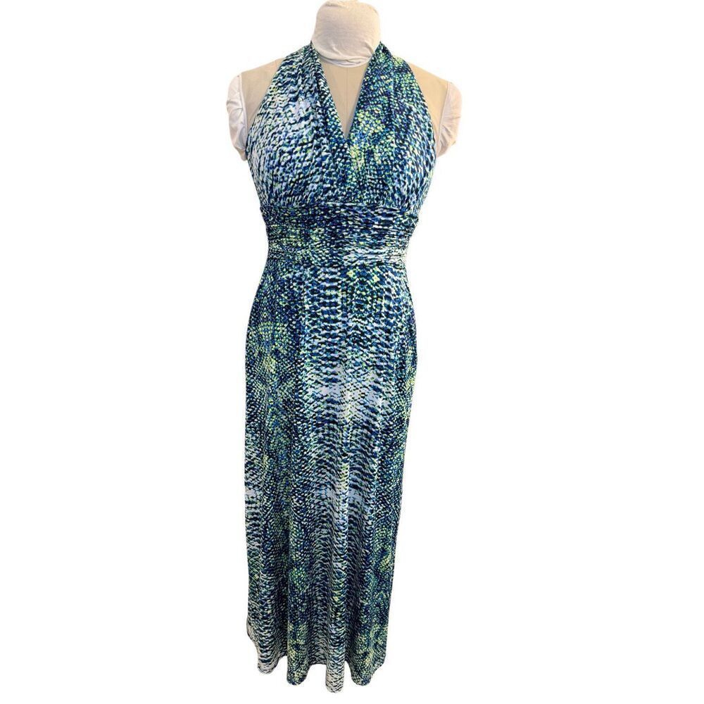 Nine West Halter Maxi Dress Sz. 10 Lined Zip Party Resort